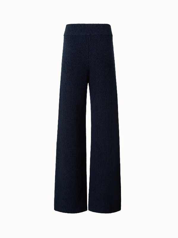 Wide Cashmere Wool Knit Pants Elegant Trouser Pants