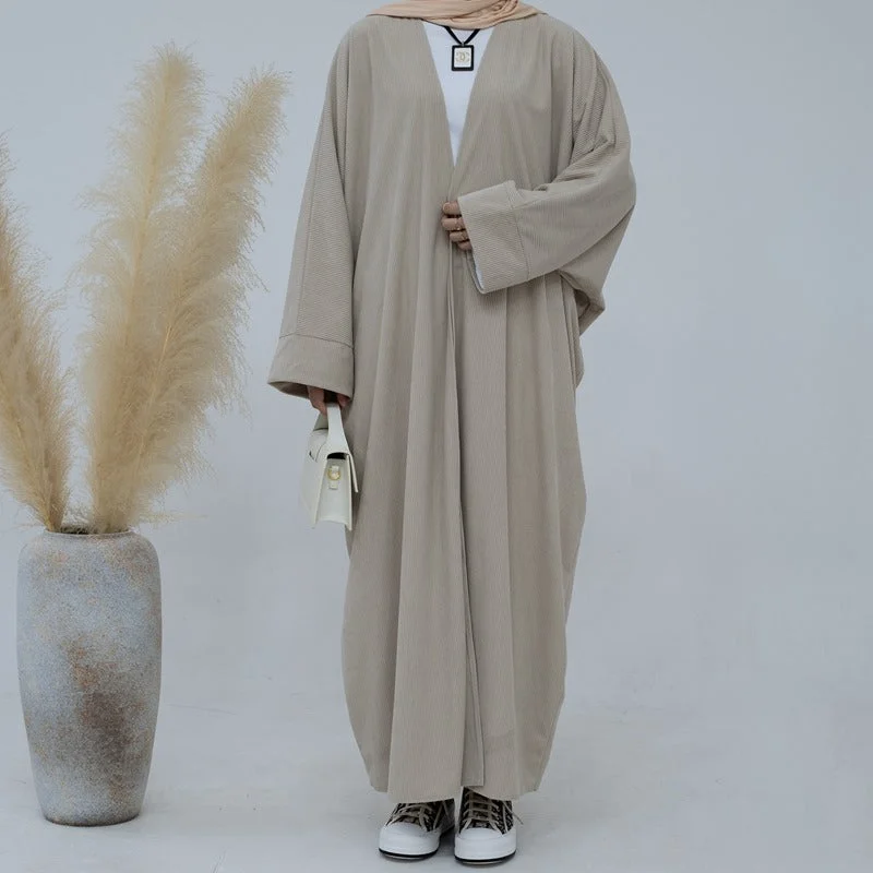 Corduroy Winter Fall Muslim Women Cardigan Open Abaya Coat Button Cardigan Zip Cardigan Pullover Cardigan