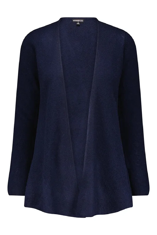 Classic Cardigan - Navy Mesh Blend Leather Blend Suede Blend