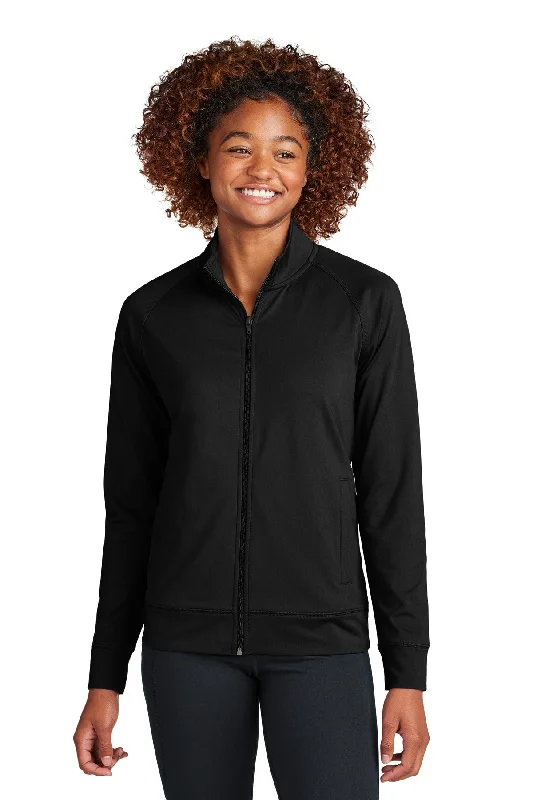 Custom Embroidered - Sport-Tek® Ladies Sport-Wick® Stretch Full-Zip Cadet Jacket LST857 Zip Front Button Front Snap Front