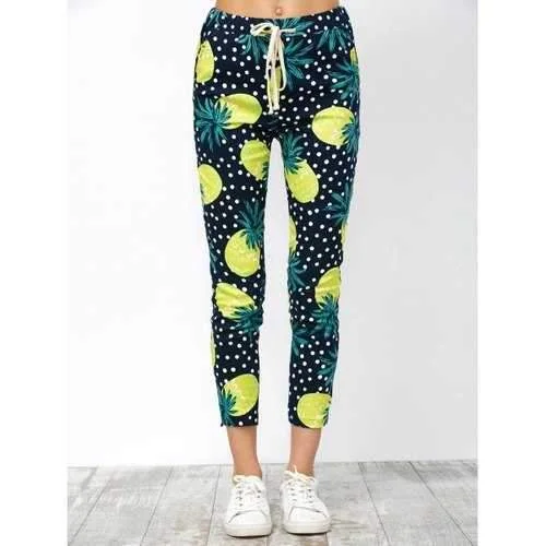 Imitate Pineapple Drawstring Ninth Pants - Yellow M Trendy Velvet Pants