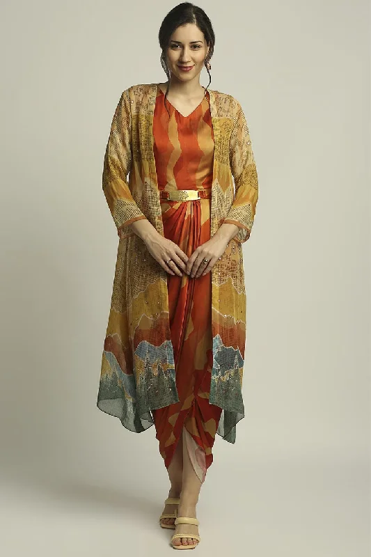 Multicolor Printed Drape Dress With Jacket Plaid Jacket Tartan Jacket Houndstooth Jacket Multicolor Printed Drape Dress With Jacket Plaid Jacket Tartan Jacket Houndstooth Jacket