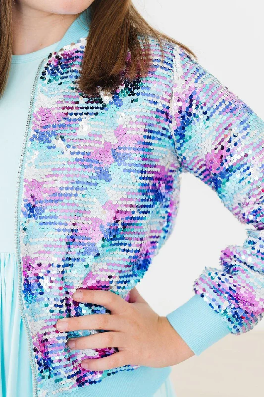 Mermaid Flip Sequin Jacket Tailored Jacket Straight Jacket A-Line Jacket