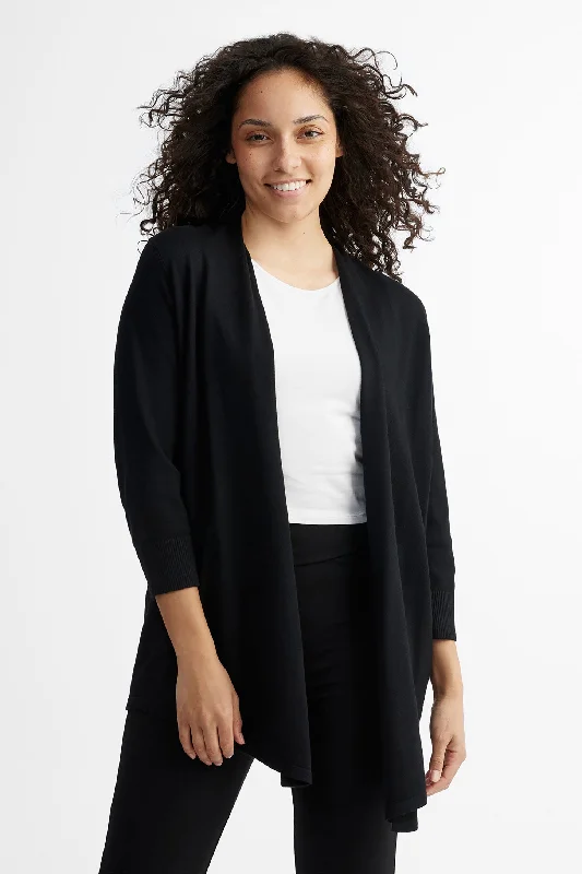 Cardigan manches 3/4 en tricot - Femme Welt Pockets Slit Pockets Flap Pockets