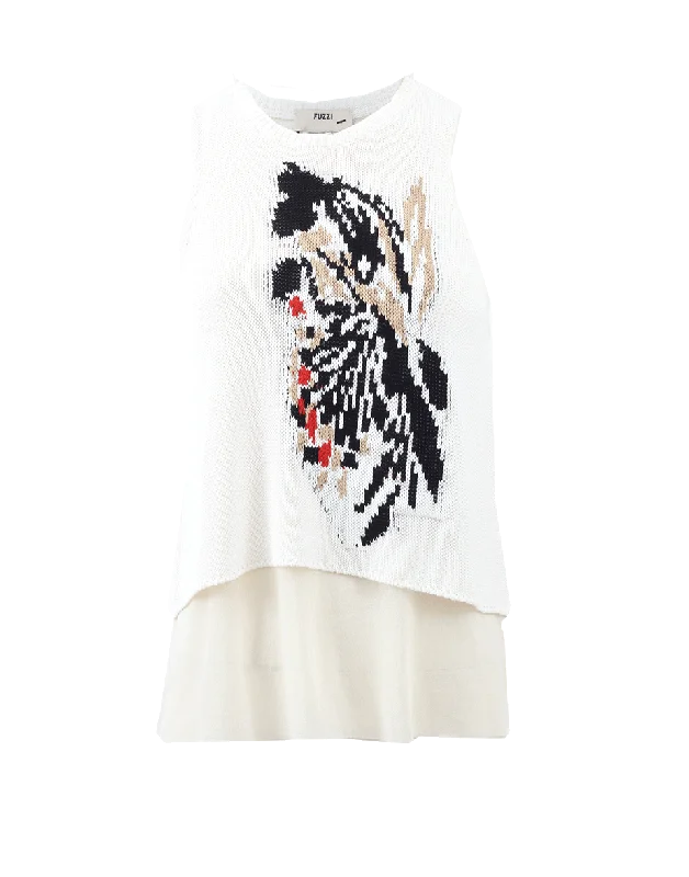 Knit Tank With Underlay sheer tank top