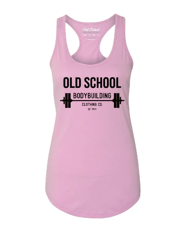 Ladies "Barbell Mono" Lavender Racerback Tank soft pink tank