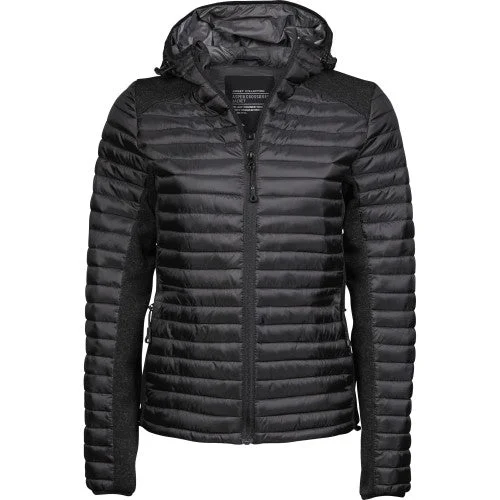 Tee Jays Womens/Ladies Crossover Hooded Padded Outdoor Jacket One-Shoulder Jacket Off-the-Shoulder Jacket Asymmetrical Jacket