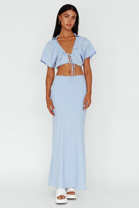 Coast To Coast Maxi Skirt Blue corduroy skirt durable