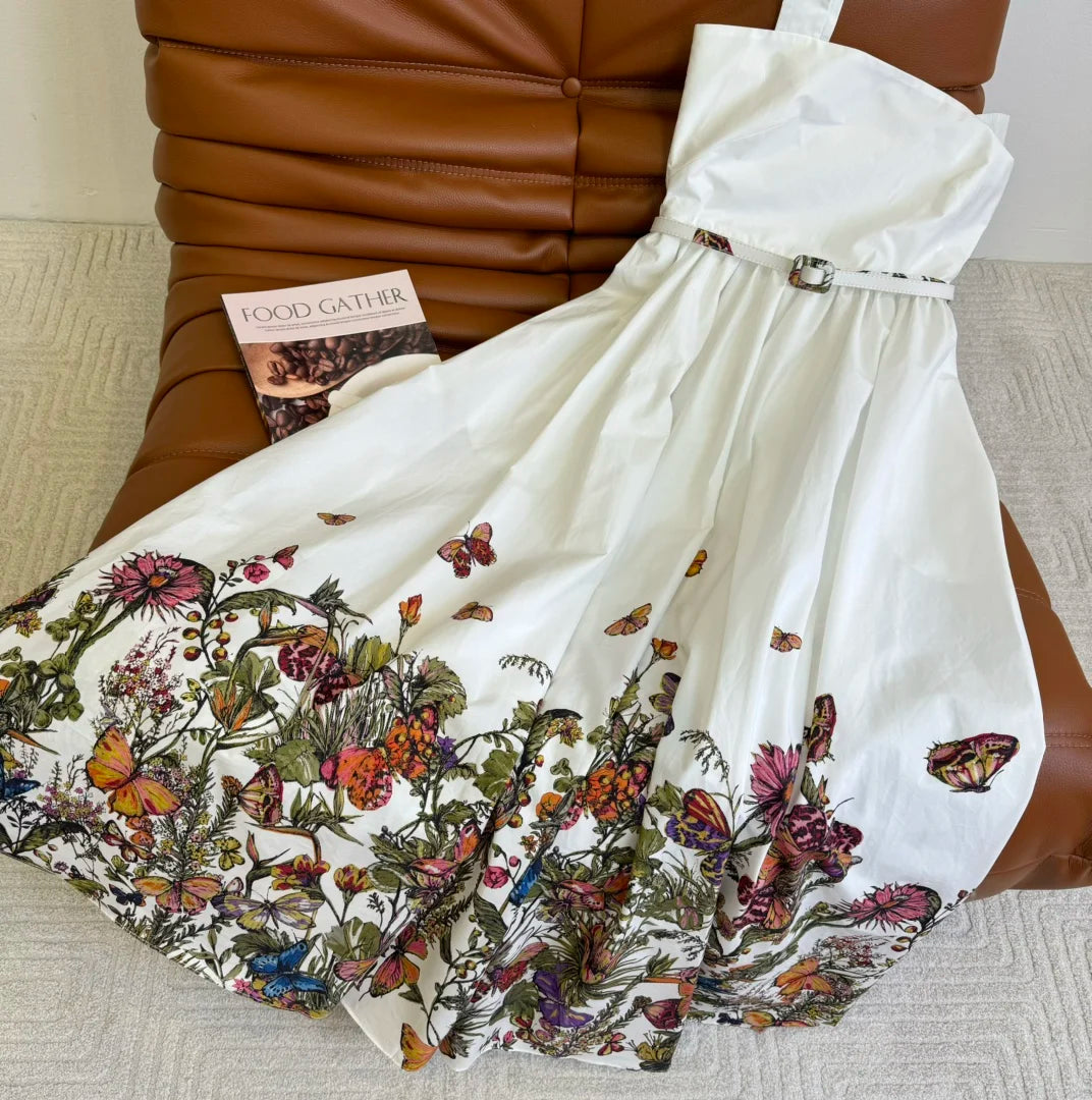 ZJKRL  -  Women's Floral Print Long Dress, Sweet Off Shoulder, Party Dress, Vacation, Summer, New Fashion Tunics Ceremony elegant