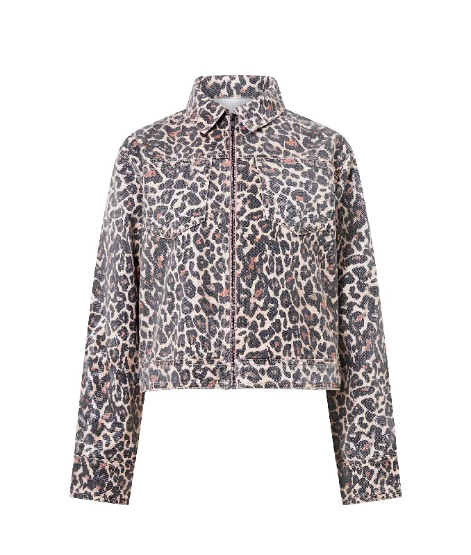 Charlie Printed Denim Jacket - Multi Fleece Jacket Down Jacket Parka