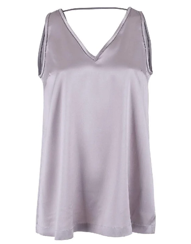 Iris Silk V-Neck Monili Outline Tank breathable tank top