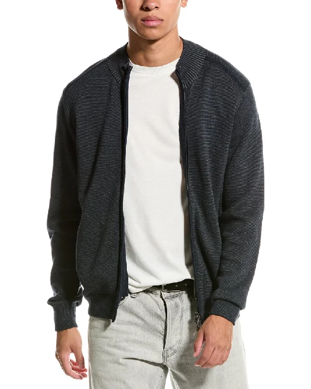 Raffi Vanise Full Zip Jacket Boat Neck Shawl Collar Notched Collar