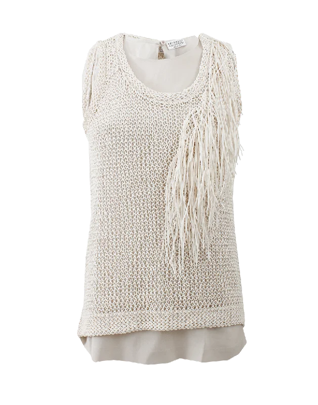 Fringe Detail Macrame Tank crossback tank top