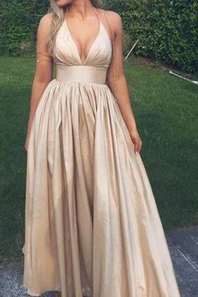 Sexy V neck Prom Dresses Sexy Champagne Graduation Dress Open Back Party Dresses Tunics Fleece cozy