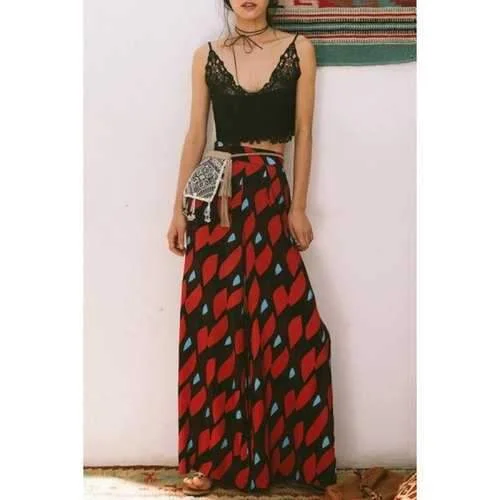 Stylish Printed Side Slit Palazzo Pants For Women - S Cozy Fitted Pants