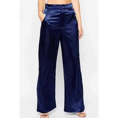 Stylish Solid Color Slimming Casual Women's Palazzo Pants - Blue S Slim-Fit Khaki Pants