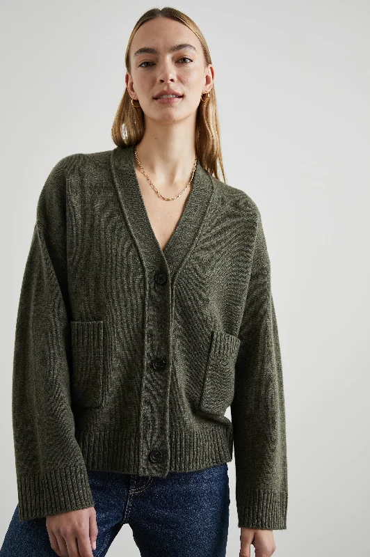 LINDI CARDIGAN - OLIVE Mesh Fabric Canvas Fabric Denim Fabric