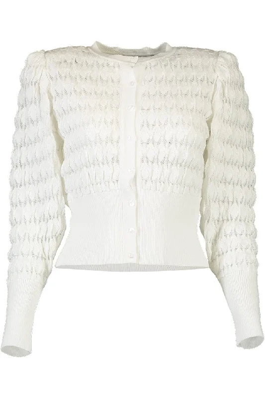 Letizia Cardigan - White Mesh Cardigan Canvas Denim