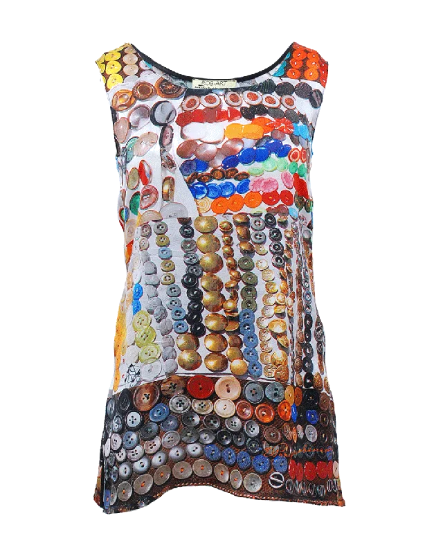 Long Silk Print Tank cropped tank top