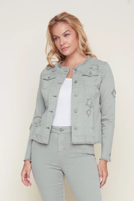 Renuar Woven Tencel Jacket R3811-E2008S-80697 Aloe Satin Jacket Silk Jacket Chiffon Jacket