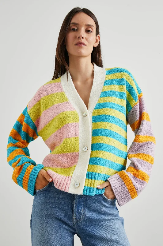 GENEVA CARDIGAN - MIXED STRIPE Sequined Glittery Shiny