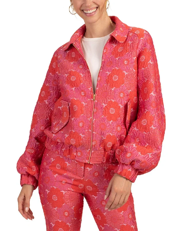 Trina Turk Melodious Jacket Tiered Jacket Buttoned Jacket Zippered Jacket