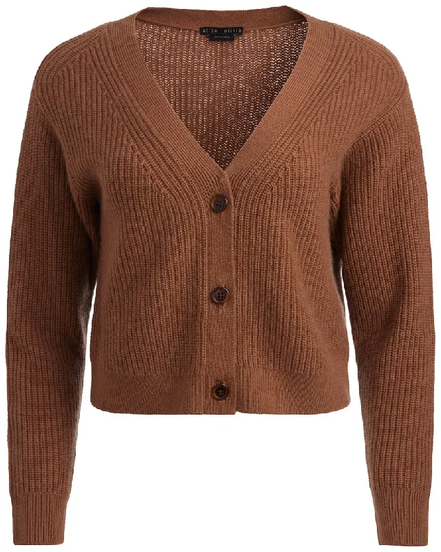alice + olivia Jannie Wool & Cashmere-Blend Cardigan Transparent Opaque Sheer