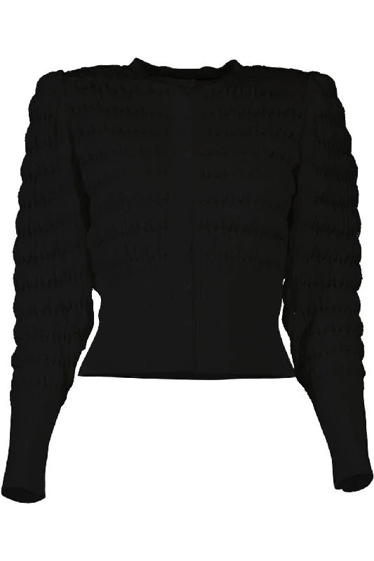 Letizia Cardigan - Black Fleece Cardigan Nylon Polyester