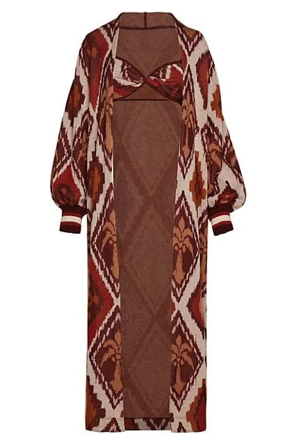 Palm Ornaments Cardigan Asymmetrical,ymmetric Pencil Cardigan