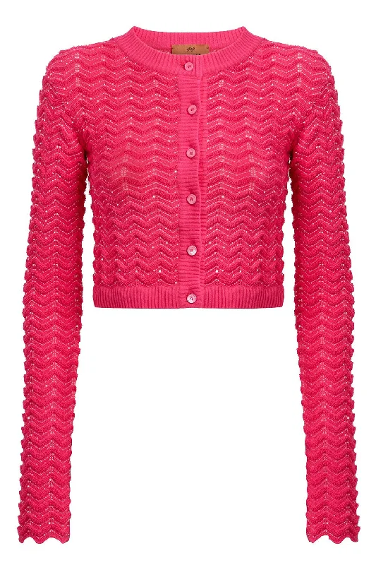 Sequin Buttoned Cardigan Houndstooth Herringbone Solid