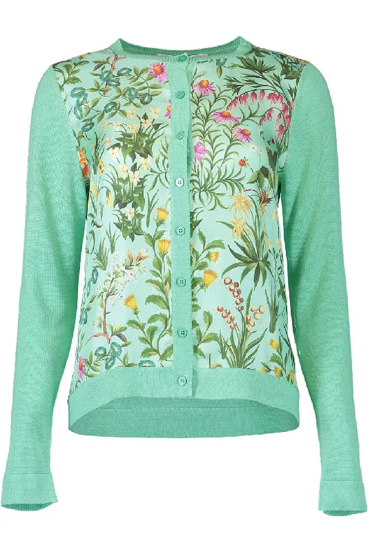 Long Sleeve Floral Tapestry Cardigan Herringbone Houndstooth Plaid