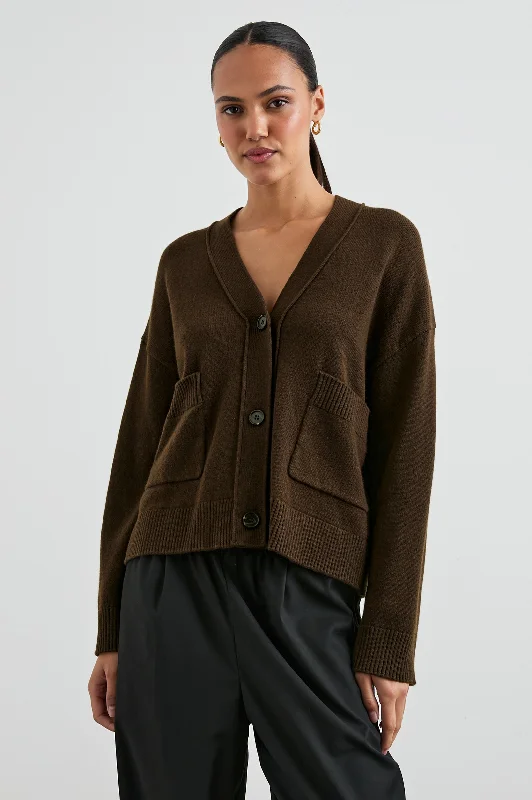 LINDI CARDIGAN - DARK MOSS Cashmere Blend Cotton Blend Poly Blend