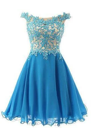Pretty Straps Lace Party Dresses Bodice Party Dresses Short Applique Prom Dresses Tunics Office stylish