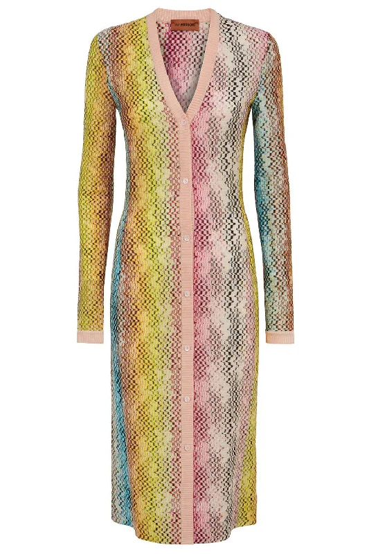 Vertical Print Long Cardigan Lightweight Heavyweight Midweight
