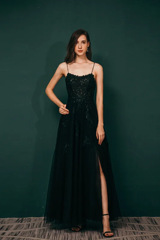 Elegant A-line Tulle Long Prom Dresses, Long Party Dresses Tunics Versatile stylish