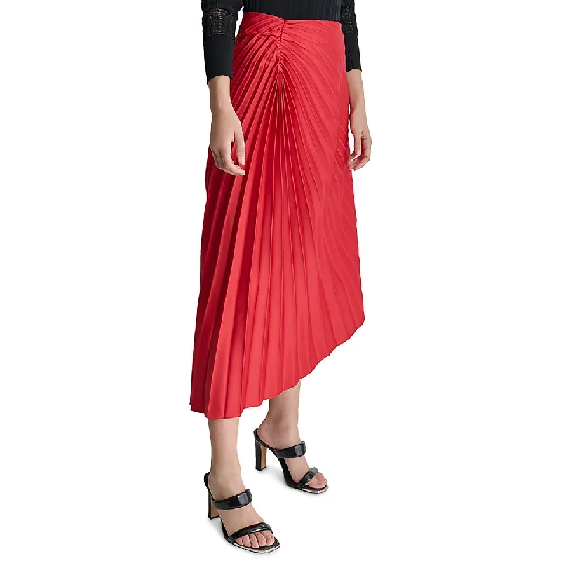 DKNY Womens Asymmetric Satin Midi Skirt lightweight skirt design