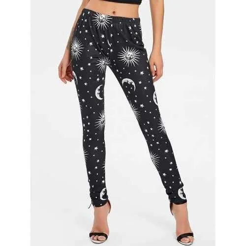 Suns and Moons Fitted Pants - Black S Casual Sweatpants Style