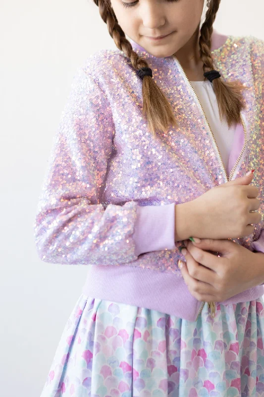Lavender Sequin Jacket Elasticated Jacket Padded Jacket Insulated Jacket