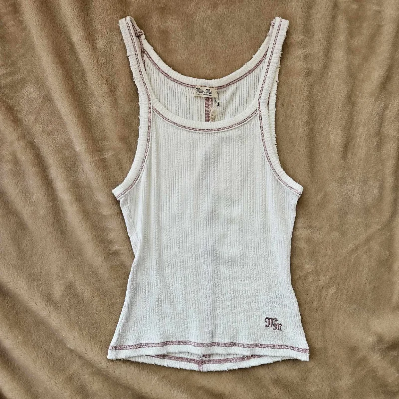 Women's Miss Me White Ribbed Crop Tank Top mint tank top