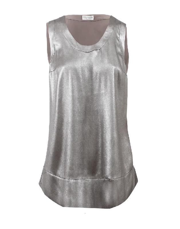 Scoop Neck Lame Tank trendy tank top
