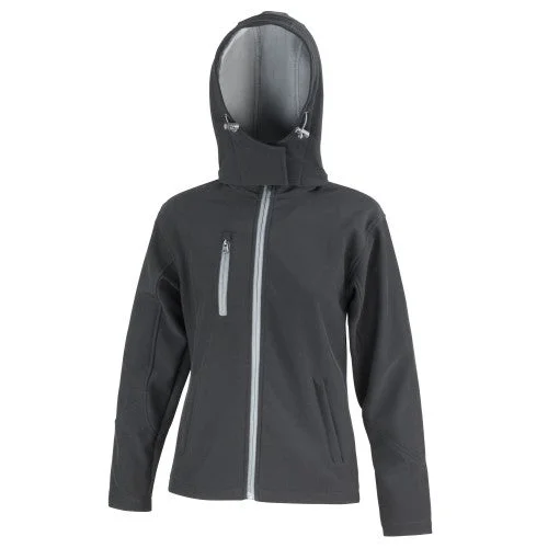 Result Core Womens/Ladies Hooded Soft Shell Jacket Boat Neck Shawl Collar Notched Collar Result Core Womens/Ladies Hooded Soft Shell Jacket Boat Neck Shawl Collar Notched Collar