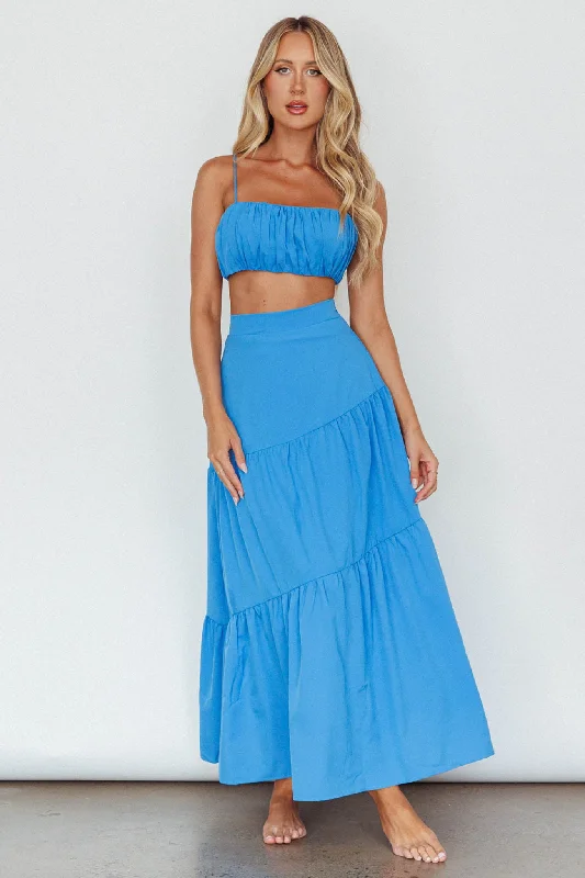 Bondi Waist Tie Maxi Skirt Sapphire velvet skirt luxury