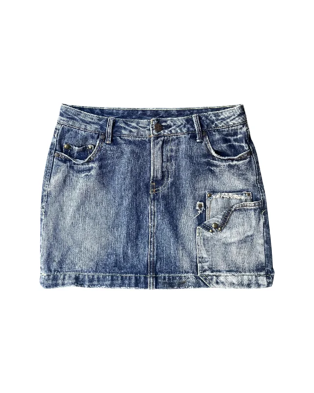 Vintage Y2K Denim Mini Skirt satin skirt smooth