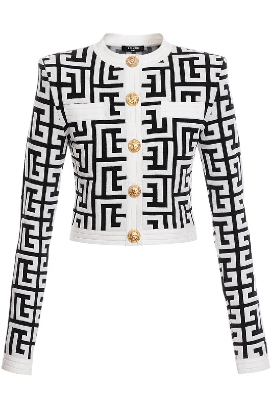 Monogram Cropped Cardigan Real Fur Shearling Chenille
