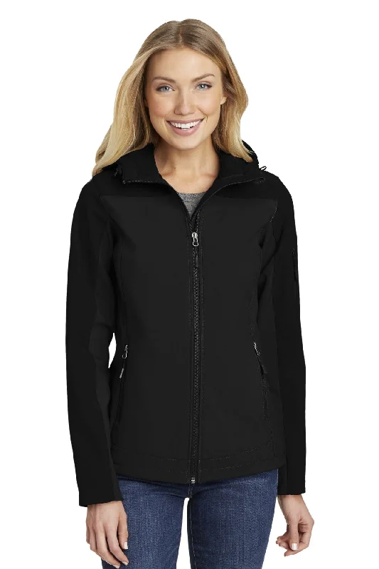 Custom Embroidered - Port Authority® Women's Hooded Core Soft Shell Jacket. L335 Notch Collar Peter Pan Collar Cowl Neck