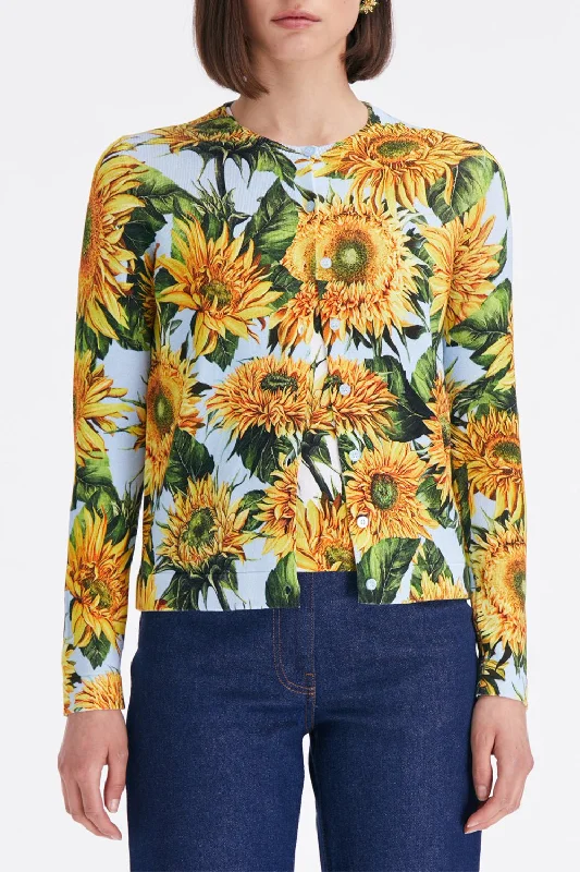 Long Sleeve Sunflower Cardigan Embroidered Appliqued Beaded