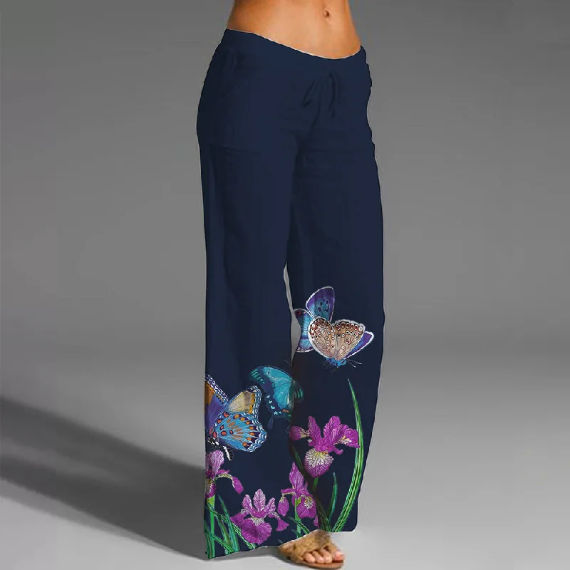 Printed Elastic Low Waist Wide Leg Pants (13 styles) Fashionable Work Pants
