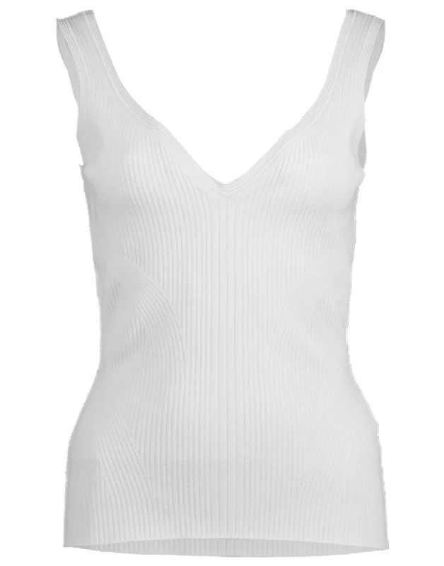 White Ribbed Tank Top fitness tank top