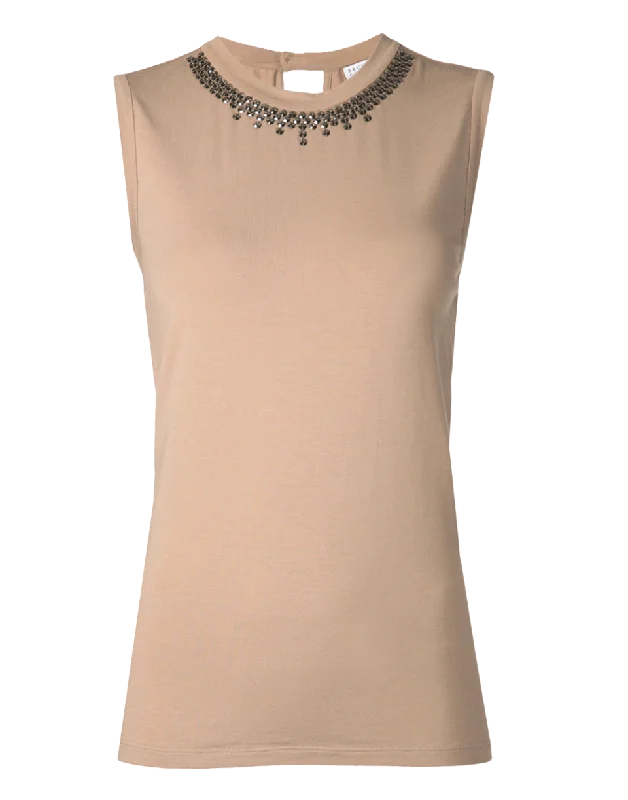 Tank With Swarovski Neck Detail flirty tank top
