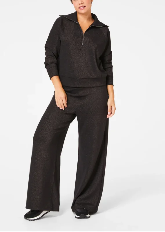 Spanx Air Shimmer Wide Leg Pant Black Elegant Dress Pants